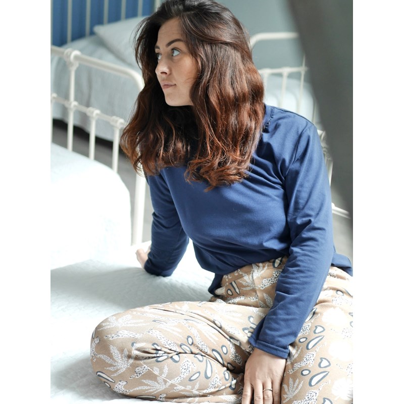 T-shirt manches longues pyjama perdrix bleu marine