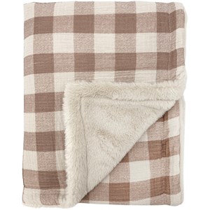 Couverture polaire vichy caramel (110 x 80 cm)