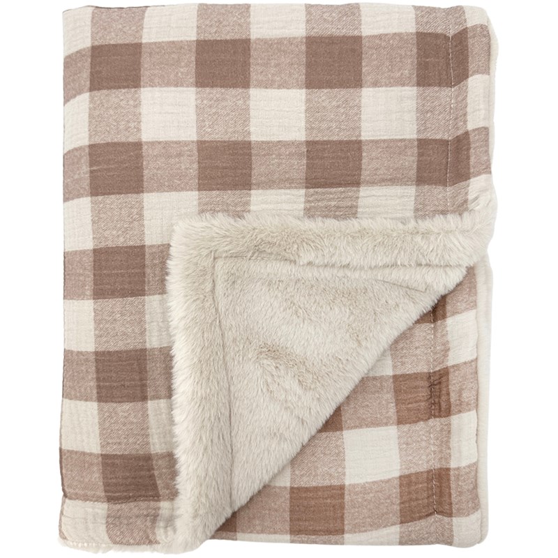 Couverture polaire vichy caramel (110 x 80 cm)