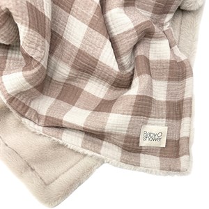 Couverture polaire vichy caramel (110 x 80 cm)