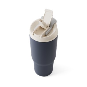 Mug isotherme avec paille 600ml bleu