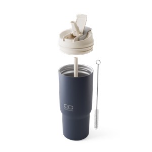 Mug isotherme avec paille 600ml bleu