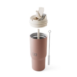Mug isotherme avec paille 600ml rose