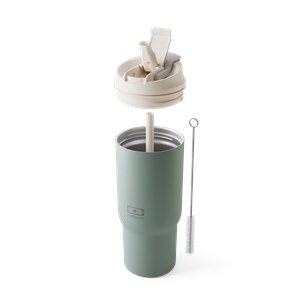 Mug isotherme avec paille 600ml vert