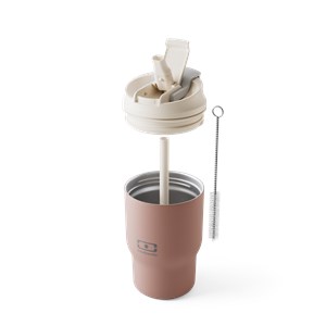 Mug isotherme avec paille 360ml rose