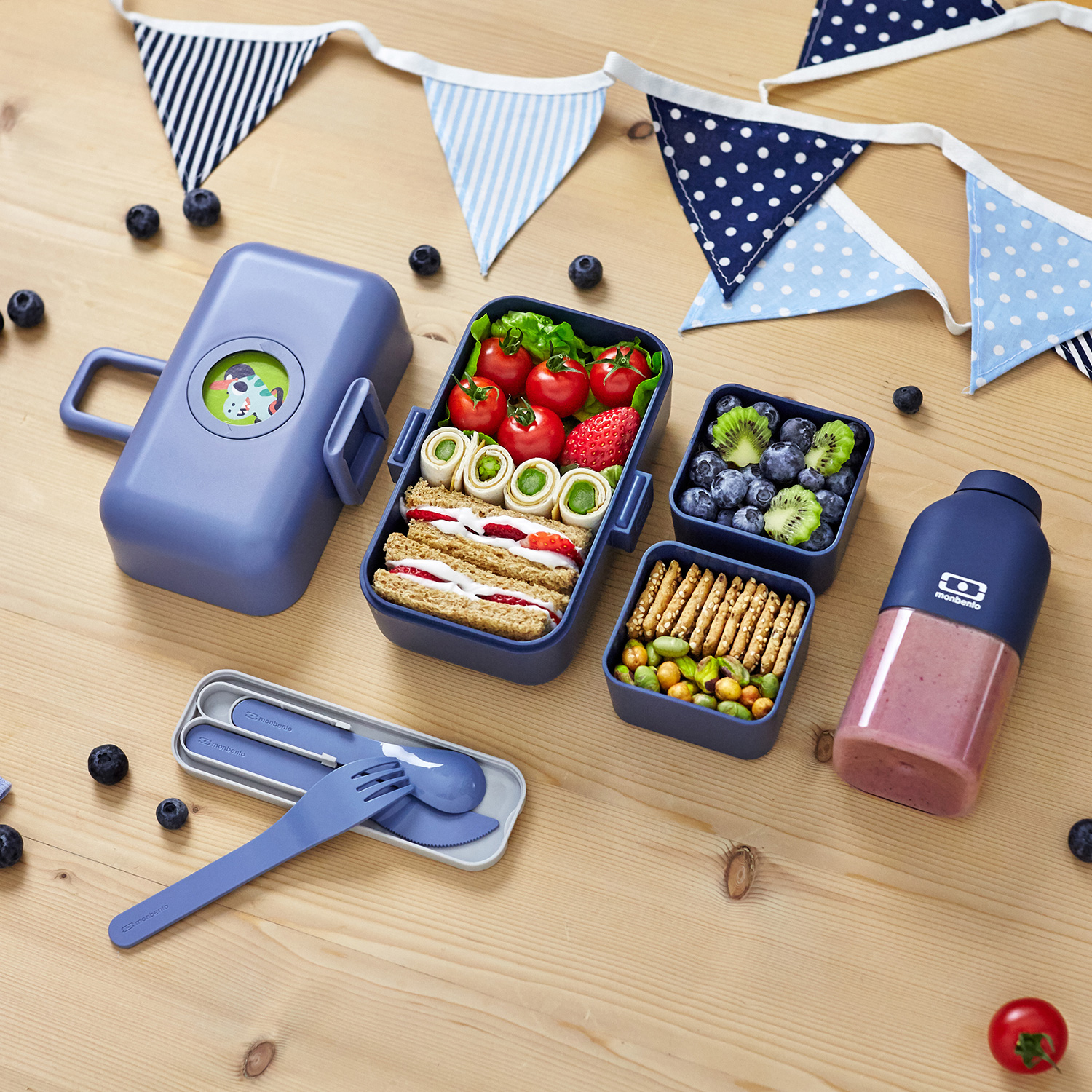 Boîte Repas Enfant 900ml 4 Compartiments - BPA Free, Hermétique Avec Couverts - Pour École Et Pique-Nique