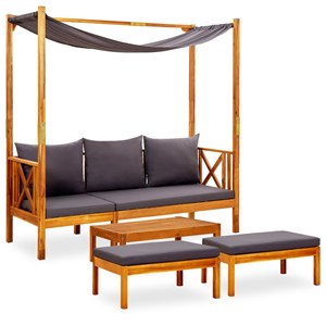Banc de jardin meuble de patio d'extérieur 179 x 66 x 180 cm bois marron