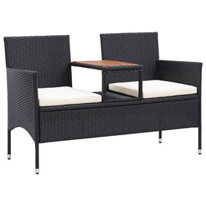 Banc de jardin meuble de patio d'extérieur 143 x 65 x 88 cm résine noir