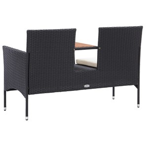 Banc de jardin meuble de patio d'extérieur 143 x 65 x 88 cm résine noir