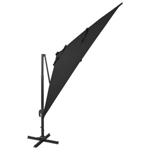 Parasol meuble de jardin déporté avec mât 300 x 300 x 258 cm noir