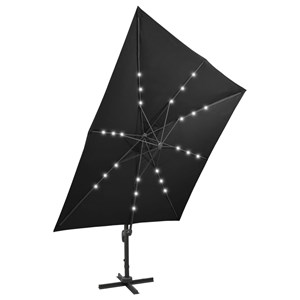 Parasol meuble de jardin déporté avec mât 300 x 300 x 258 cm noir