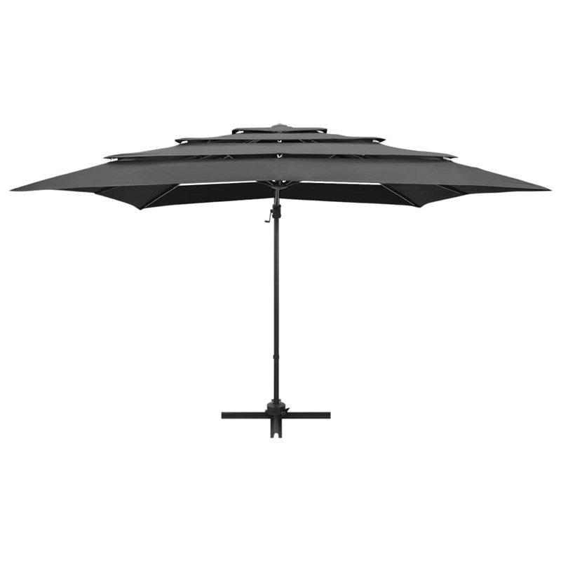 Parasol à 4 niveaux avec mât en 250 x 250 x 246 cm aluminium