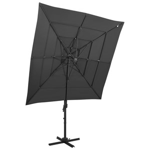 Parasol à 4 niveaux avec mât en 250 x 250 x 246 cm aluminium