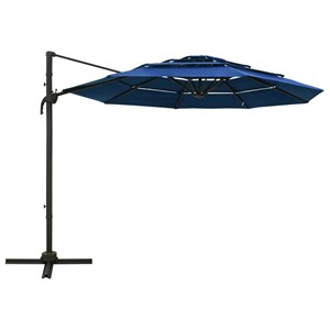 Parasol à 4 niveaux avec mât en 300 x 300 x 247 cm aluminium bleue
