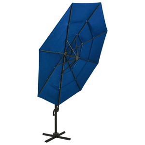 Parasol à 4 niveaux avec mât en 300 x 300 x 247 cm aluminium bleue