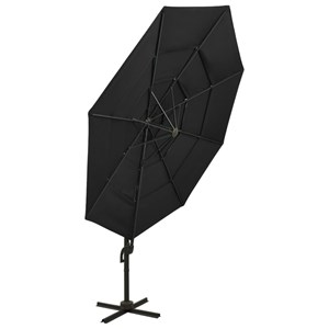 Parasol à 4 niveaux avec mât en 300 x 300 x 247 cm aluminium noir