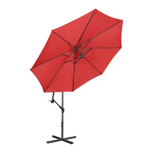 Parasol déporté - rouge - rond - 330 x 292 x 262 cm rouge
