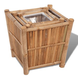 Lot de 3 jardinière lit surélevé plantes 40 x 40 x 40 cm bambou marron