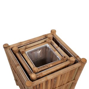 Lot de 3 jardinière lit surélevé plantes 40 x 40 x 40 cm bambou marron