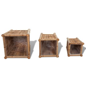 Lot de 3 jardinière lit surélevé plantes 40 x 40 x 40 cm bambou marron