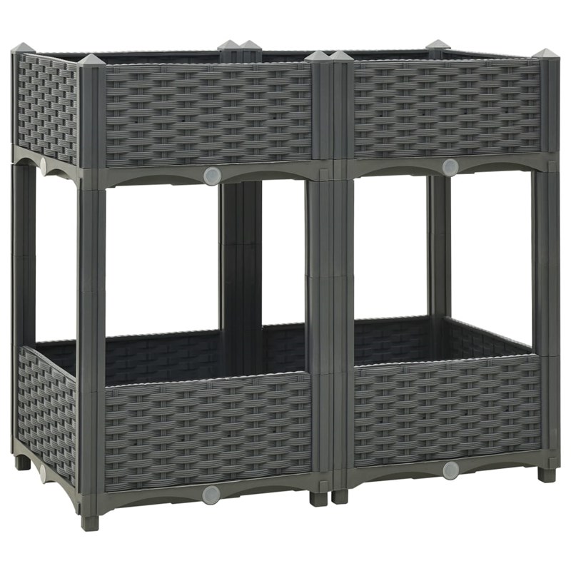 Jardinière lit surélevé plantes fleurs jardin80 x 80 x 40 x 71 cm gris