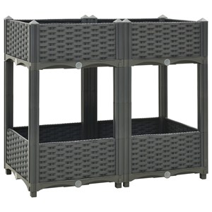 Jardinière lit surélevé plantes fleurs jardin80 x 80 x 40 x 71 cm gris