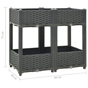 Jardinière lit surélevé plantes fleurs jardin80 x 80 x 40 x 71 cm gris