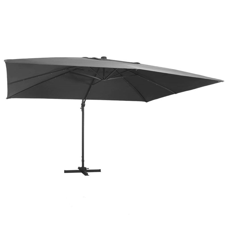 Helloshop26 - Parasol déporté et lumières led aluminium 400 400 x 300 x 268 cm aluminium