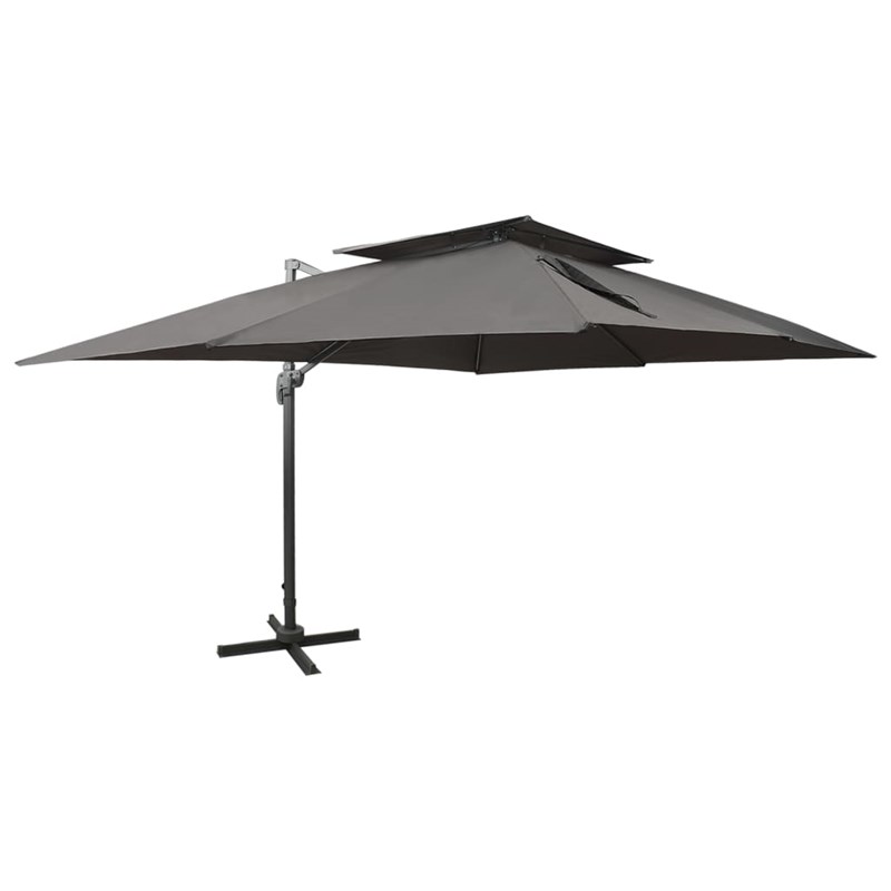 Parasol déporté à double toit anthracite 400 400 x 300 x 274 cm
