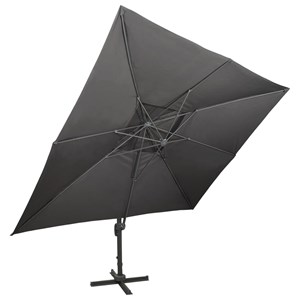Parasol déporté à double toit anthracite 400 400 x 300 x 274 cm