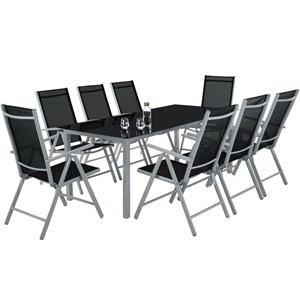 Salon de jardin aluminium 8 places gris 189 x 90 x 72.7 cm aluminium gris