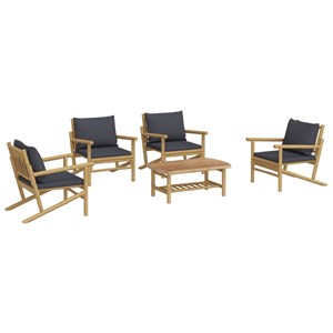 Salon de jardin meuble d'extérieur ensemble de 90 x 55 x 37 cm bambou marron