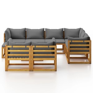Salon de jardin meuble d'extérieur ensemble de 68 x 68 x 29 cm bois marron