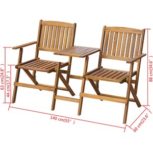 Banc de jardin meuble de patio d'extérieur 140 x 60 x 88 cm bois marron