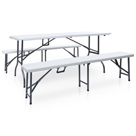 Table pliable de jardin avec 2 bancs 180 x 26 x 42 cm