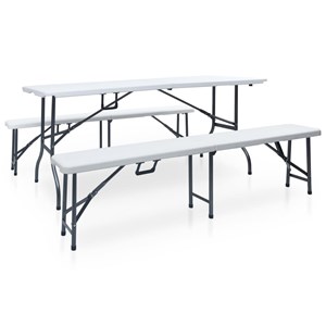 Table pliable de jardin avec 2 bancs 180 x 26 x 42 cm