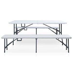 Table pliable de jardin avec 2 bancs 180 x 26 x 42 cm