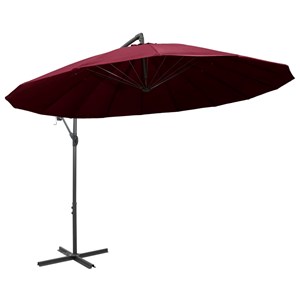 Parasol suspendu 3 m mât en aluminium 3 x 3 x 2.58 cm aluminium bordeaux