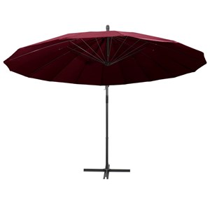 Parasol suspendu 3 m mât en aluminium 3 x 3 x 2.58 cm aluminium bordeaux