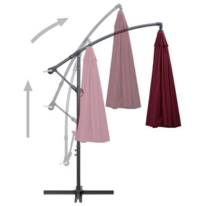 Parasol suspendu 3 m mât en aluminium 3 x 3 x 2.58 cm aluminium bordeaux