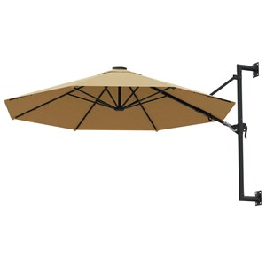 Parasol mural avec mât métallique 300 cm 300 x 300 x 131 cm métal argentée