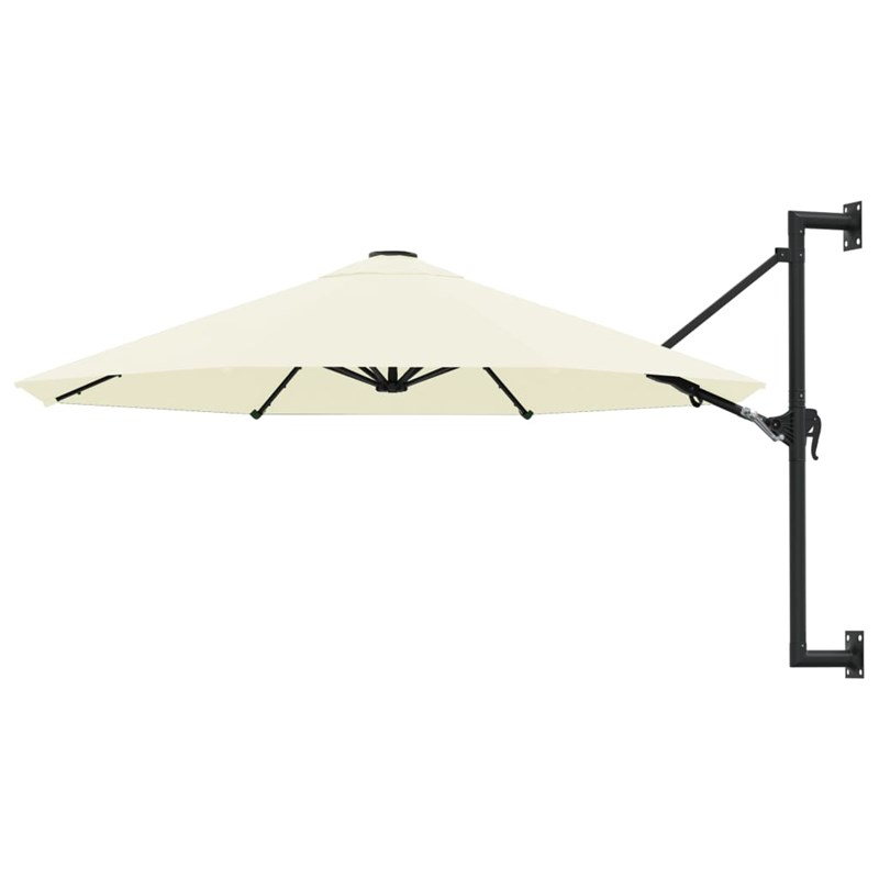 Parasol mural avec mât métallique 300 cm 300 x 300 x 131 cm métal argentée
