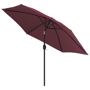 Parasol d'extérieur avec led et mât en 300 x 300 x 248 cm bordeaux