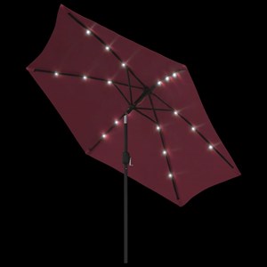 Parasol d'extérieur avec led et mât en 300 x 300 x 248 cm bordeaux
