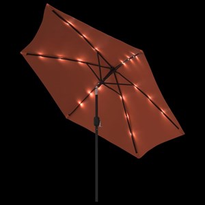 Parasol d'extérieur avec led et mât en 300 x 300 x 248 cm orange
