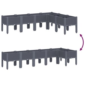 Jardinière bac lit surélevé plantes fleurs terrasse 160 x 120 x 42 cm gris