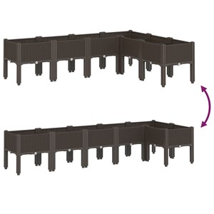 Jardinière bac lit surélevé plantes fleurs terrasse 160 x 120 x 42 cm marron