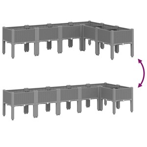 Jardinière bac lit surélevé plantes fleurs terrasse 160 x 120 x 42 cm gris