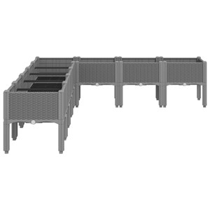 Jardinière bac lit surélevé plantes fleurs terrasse 200 x 160 x 42 cm gris