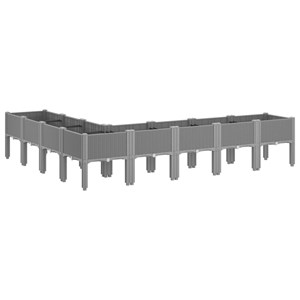 Jardinière bac lit surélevé plantes fleurs terrasse 200 x 160 x 42 cm gris